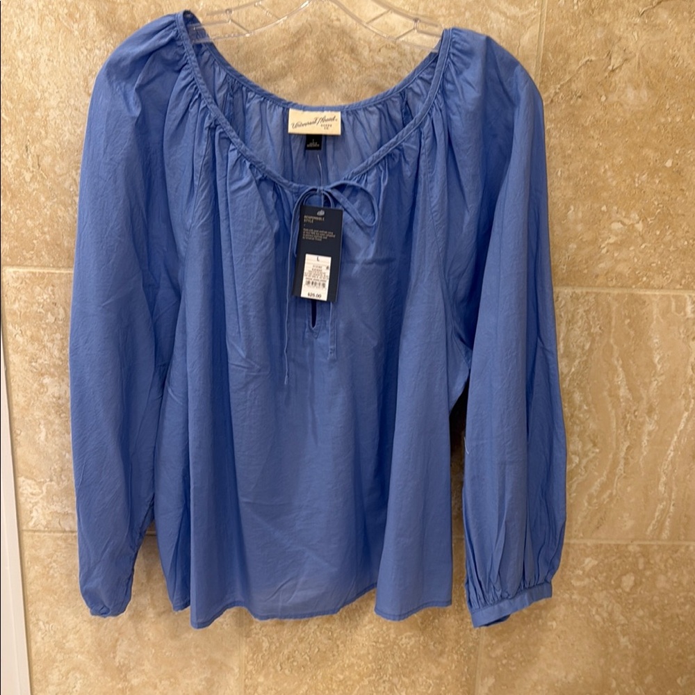 Valerie Stevens Light Blue Smocked 3/4 Sleeve Blouse